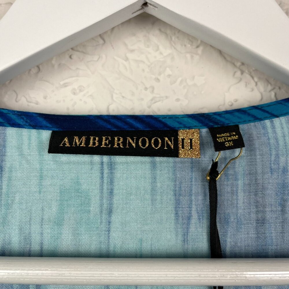 Amber Noon II Shirt Womens 3X Blue Long Sleeve Cardigan Layer Shrug Open Front - Picture 4 of 9
